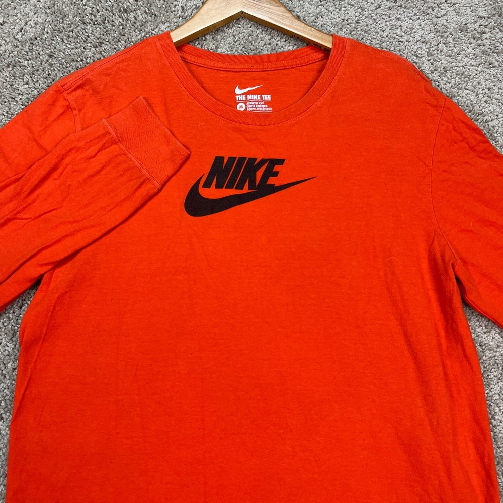 Nike Pullover Mens‎ Medium Orange Long Sleeve Athletic Cut NSW Futura Icon EUC